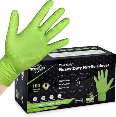 #ad Thor Grip Heavy Duty Industrial Nitrile Gloves with Raised Diamond Texture 8 mil