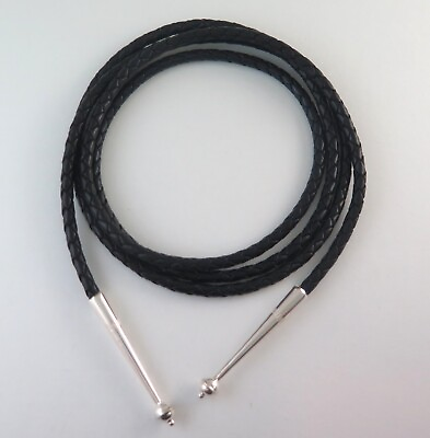 #ad High Quality Braided Black Leather Bolo Tie Cord amp; Sterling Silver Tips