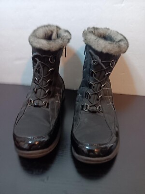 #ad Totes Black Waterproof Boots. Natalie III. Size 9W. Inside Zip w Tie Closure. M