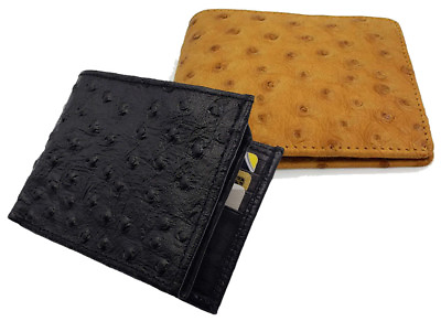 #ad Men#x27;s Genuine Leather Bifold Wallet Embossed Ostrich Skin Print Cowboy Western