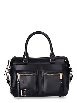 #ad Time and Tru Women#x27;s Beckett Satchel Handbag Black