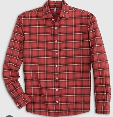 #ad johnnie O Luton Featherweight Button Up Shirt Malibu Red Size M $158 MSRP