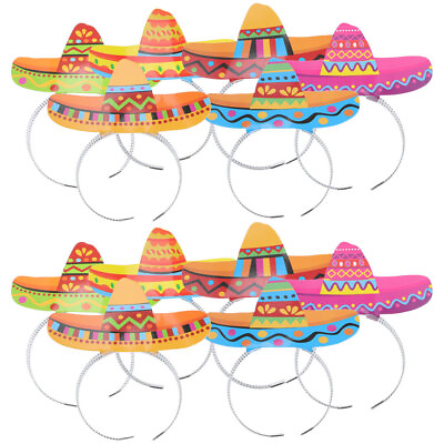 #ad 12Pcs Mini Mexican Sombrero Hats Headband for Fiesta Party NI