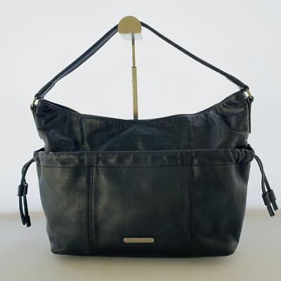 #ad Burberry Semi Shoulder Shoulder Bag Check Leather Black Hobo Bag