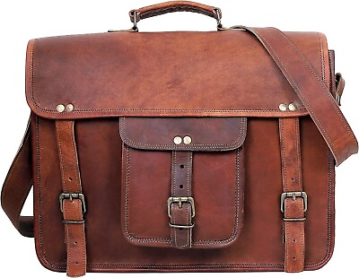 #ad Leather Laptop Bag 15quot; Messenger Briefcase Crossbody Shoulder Satchel Bag