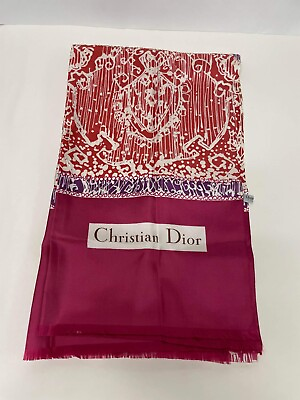 Christian Dior Silk Scarf Pink Purple White Multi Color Abstract Long $79.99