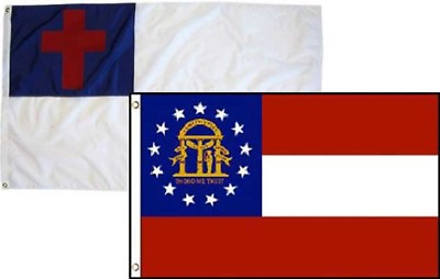 #ad 2x3 Christian Christ amp; State Georgia 2 Pack Flag Wholesale Combo 2#x27;x3#x27;