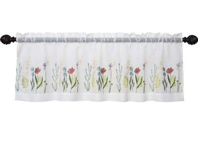 #ad Floral Sheer Embroidery Pastoral Style Cafe Curtain Valance Flower Country 56x18
