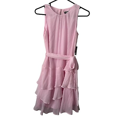 #ad NEW Express Dress XS Extra Small Light Pink Sleeveless Polyester Mini Layers