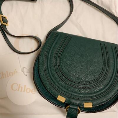 #ad Chloe Marcie Shoulder Bag Leather Green Authentic G0323478