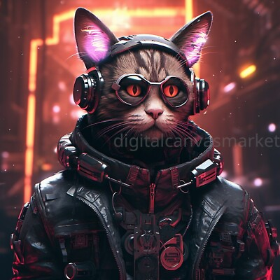 #ad Digital Image Picture Photo Wallpaper Background Cyberpunk Cat 5 Art