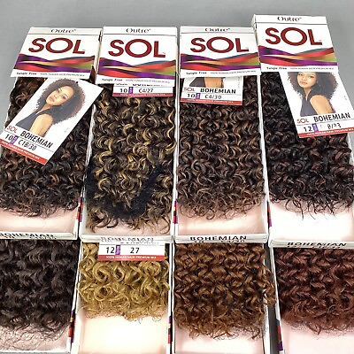 #ad SOL Bohemian Curl Human Hair Blend Extensions Weft Track 12quot; 14quot; Color Choice