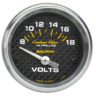 #ad AutoMeter 4791 2 1 16 in. Voltmeter 8 18V Air Core Carbon Fiber