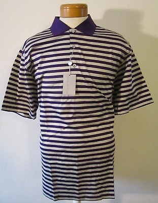 #ad NWT Martin Mens Club Stripe Lisle Golf Polo Shirt M Concord MSRP$80