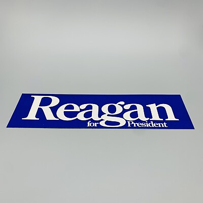 #ad Vintage Reagan For President Bumper Sticker Campaign Political Blue Large