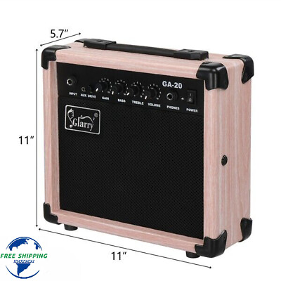 #ad New Portable Professional 20W Electric Guitar Amplifier Natural ColorUS Stock