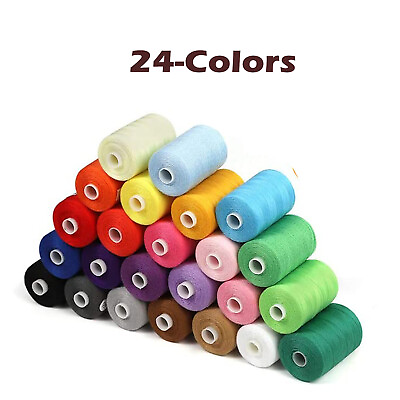 #ad 1000 Yards Cotton Sewing Thread Sets Spools Thread for Sewing Machine 24 Colors