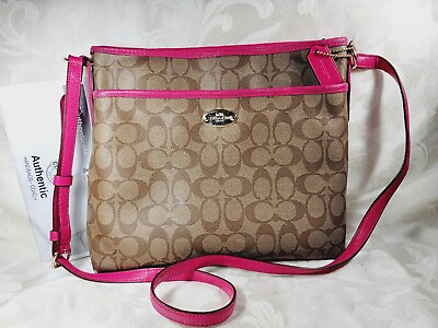#ad Coach Signature Canvas with Bright Pink Leather Trim and Liner