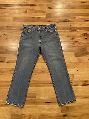 #ad Cinch Brown Label Relaxed Distressed Blue Denim Work Jeans TAG 38 Fits 38W x 31L