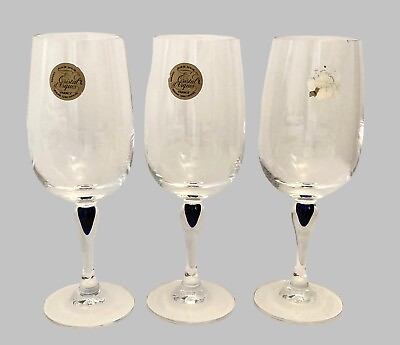 #ad Set Cristal D#x27;Arques Venise Saphir Crystal Wine Glasses Signed Courvoisier