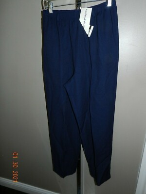 #ad Alfred Dunner Women#x27;s Polyester Classics Pull On Pants Proportioned m sz 12 NAVY