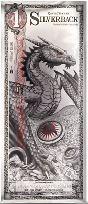 #ad 1 Silver Dragon Silverback Limited Edition Note .999 Fine Silver Foil IN STOCK