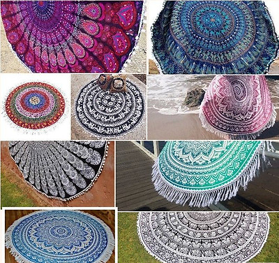#ad Round Roundie Indian Mandala Tapestry Beach Throw Table Cloth Yoga Mat Bohemian