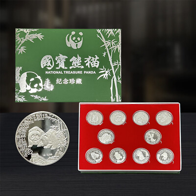 #ad Collection of 10 National Treasure Panda Commemorative Medals