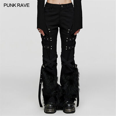 #ad Punk Rave Women#x27;s Punk Irregular Flared Trousers Design Leg Covers Design Pants