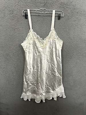 #ad Vintage Oscar De La Renta Slip Dress Womens Large White Nightgown Pink Label Y2K