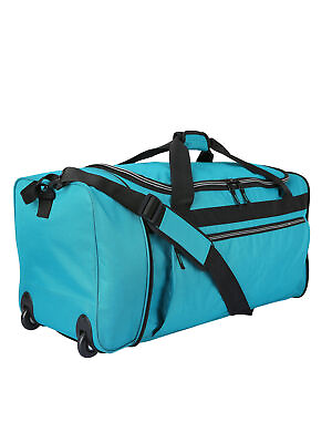 #ad Protege 28quot; Rolling Collapsible Travel Duffel Bag Polyester Teal Durable