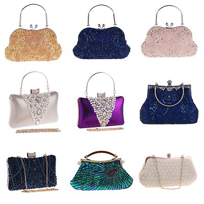 Bridal Clutches Handbag Vintage Women Beaded Evening Bags Wedding Cocktail Party