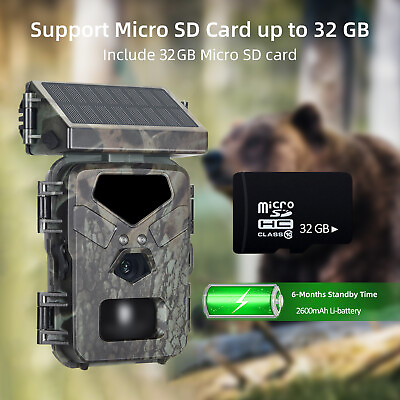 #ad Mini Solar Trail Camera 20MP 1080P Wildlife Hunting Game Cam IR Night Vision