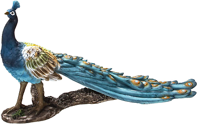 #ad Realistic Animal Beautiful Peacock Home Decor Resin Figurine