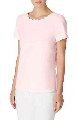#ad Anne Klein Women#x27;s Scallop Neck Top Pink Size X Large