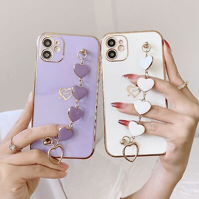 #ad For iPhone 14 Pro Max 13 12 11 Cute Love Strap Shockproof Women Slim Phone Case
