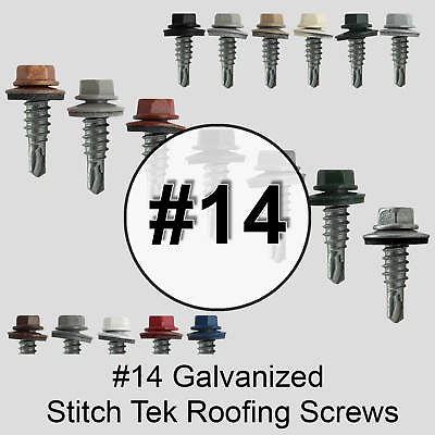 #ad 14 x 7 8quot; Type #1 Stitch Tek Metal to Metal Hex Head Colored Roofing Tek Screws