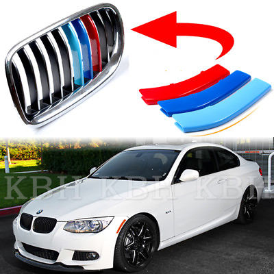 #ad Fits BMW 3 Series E92 E93 LCI 10 13 Kidney Grille M Color Cover Stripe Clip