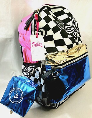 #ad Justice• 3 Piece• 17quot; Backpack Set• Multi Metallic Color• New