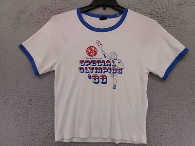 #ad Vintage 80s Special Olympics T Shirt Adult Small Ringer 1988 El Dorado County