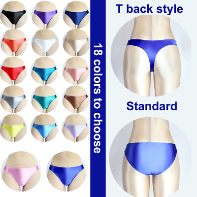 #ad Women Panties Shiny Glossy Briefs Knickers Opaque Low Waist Underwear Gym Shorts