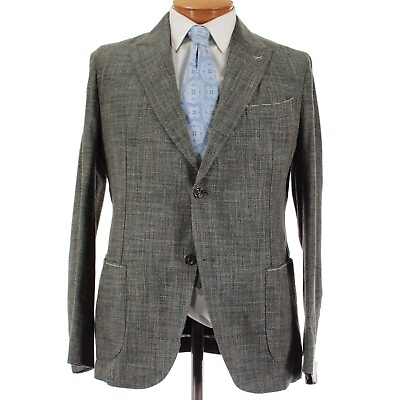 #ad Eleventy Platinum NWT Silk Blend Soft Jacket Size 54 44R US In Green amp; Brown