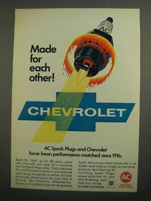 #ad 1966 AC Spark Plugs Ad Made for Each Other Chevrolet