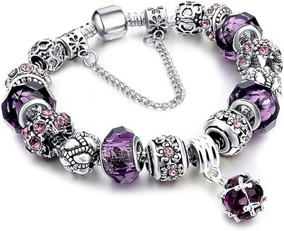#ad PANDORA BRACELET WITH HEART AND LOVE EUROPEAN CHARMS