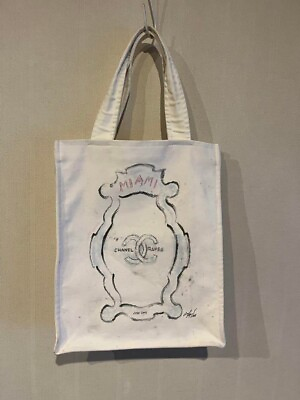 #ad Authentic CHANEL Coco Mark Miami Tote Bag Handbag Cruise Line Canvas Logo White
