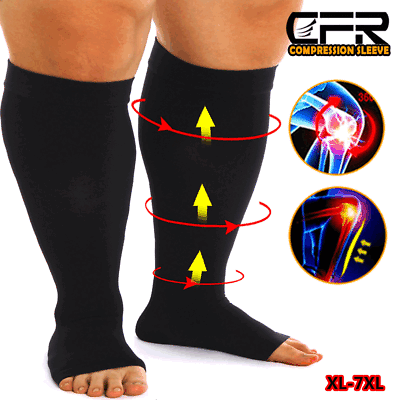 Wide Calf Compression Socks Leg Support Stockings Men Women 20 30mmHg XL 7XL CFR