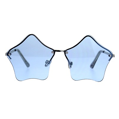#ad Star Shape Sunglasses Glasses Cute Stars Lens Half Rimless Frame UV 400
