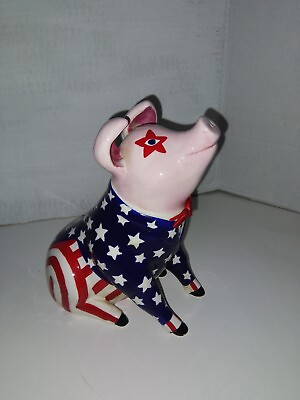 #ad Vintage BIG PIGS Art Opportunities “Uncle Ham” Pig Coin Bank Ceramic