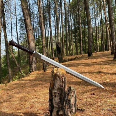 #ad Handmade Custom Carbon Steel Blade Celtic Leaf Sword Hunting Sword Warrior Sword