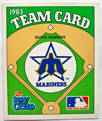 #ad Seattle Mariners 1983 Post Super Sugar Crisp Breakfast Cereal Team Card Vintage